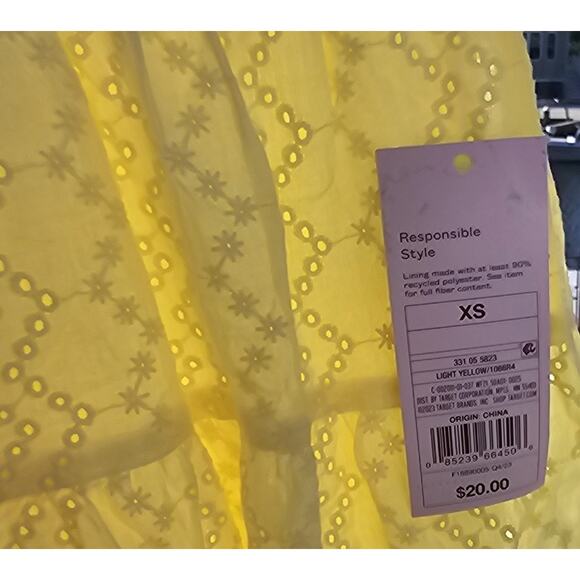 Wild Fable Yellow Eyelet Mini Skirt XS High Waist Cotton Lined Summer Skirt NWT - Picture 2 of 4